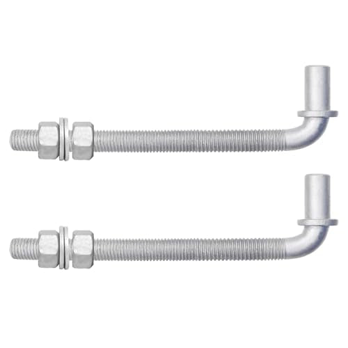 [Pack of 2] 8" J-Bolt Chain Link Fence Gate Hinge, Galvanized Steel J-Bolt Post Hinge with 5/8" Male Hinge Pin, Nuts & Washers Included. - size: 8" (2 Pack)