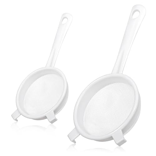 2 Pcs Double Ear Kefir Strainer Set with Handle Plastic Strainer for Kefir Grains Plastic Nylon Fine Mesh Sieve 2 Size Kitchen Strainers for Baking Tea Milk Food