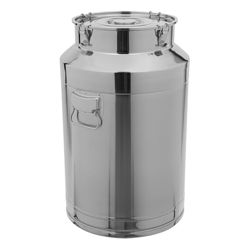 11.81in Thickened Stainless Steel Milk Can Large Liquid Container Storage,Stainless Steel Milk Bucket with Sealing Lid and Carry Handle,for Wine, Oil Storage Transport (76L/20Gal) - size: 76L/20Gal