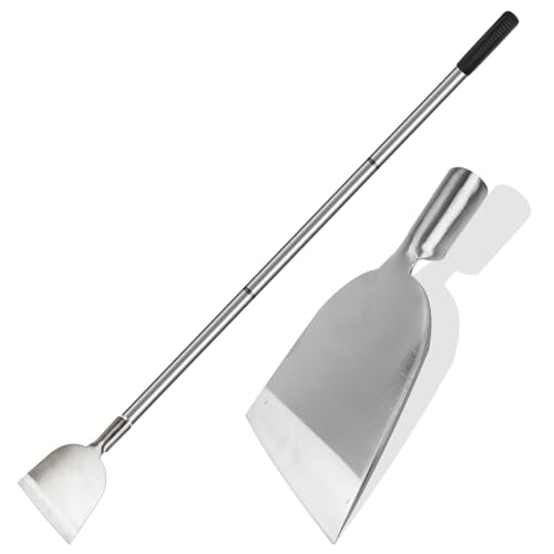 Floor Scraper Long Handle Multifunctional Cleaning Shovels Flat Head | Moss Plaster Wall Putty Shingle Removal Tool, Ice Scraper, Snow Shovel for Driveway Stainless Steel-Heavy Duty
