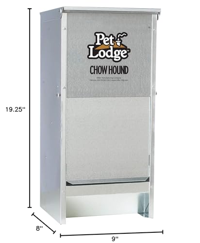 Pet Lodge® Automatic Dog Feeder | Chow Hound Outdoor Pet Feeder | Tough Galvanized Steel | Made in USA (12 Pound) - size: 12 Pound