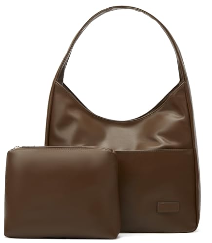 Women Tote Handbags Chic Vegan Leather Tote Bag Purse Stylish Casual Trendy Large Soft Shoulder Bag - color: B-brown