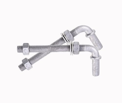 J-Bolt Post Hinge with 5/8" Hinge Pin Galvanized Post Gate Hinge for Chain Link Fence, Washers & Nuts Included (6" (4 Pcs)) - size: 6" (4 Pcs)