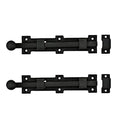Renovators Supply Manufacturing Slide Bolt Latch 8 3/4 in. Black Wrought Iron Ball Tip Style Slide Bolt with Mounting Hardware Pack of 2
