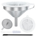 Kitchen Bottling Funnel, 5-inch 304 Stainless Steel Funnel | Funnel with Filter for Conveying Oil,Juice, Wine and Milk, Equipped with Silicone Scraper and 100 Mesh 200 Mesh Filter