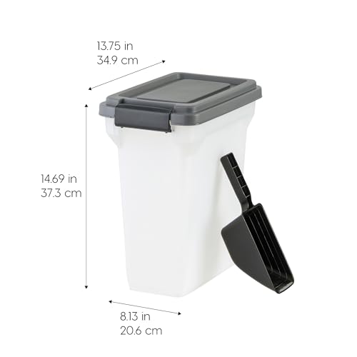 IRIS USA Dog Food Storage Container, Up to 13 lbs, Dark Gray, Made in USA | Includes 2-Cup Scoop, Airtight Seal, BPA-Free, Bird Seed, Cat food, Treats, Keeps Kibble Fresh, Pellets - color: Dark Gray/Clear, size: 13 lbs