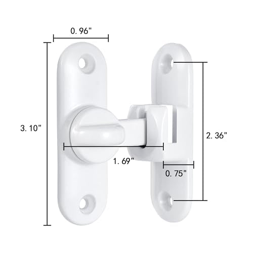 White 90/180 Degree Barn Door Latches,Flip Gate Lock | Zinc Alloy Flip Gate Latches,Right Angle Door Lock,for bedroom,garage,sliding door,window,cabinet,drawer,pet enclosures - color: White