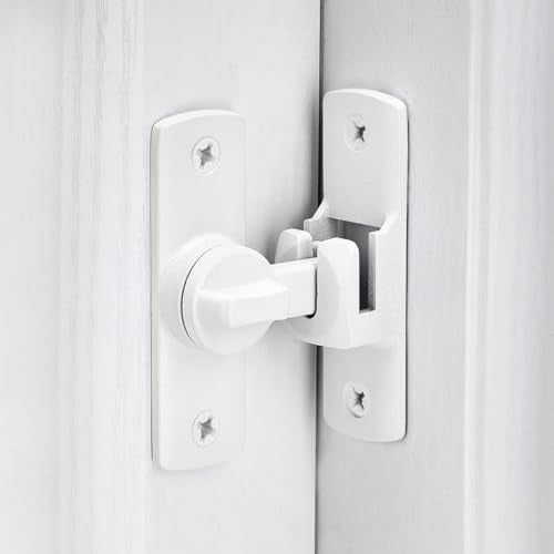 Matte White Barn Door Latches,90/180 Degree Gate Lock_D | Aluminum Alloy Right Angle Door Lock Latch,Flip Gate Latches Hardware,Sliding Door Lock for Cabinets,Fence Gates,Pet Cage - color: Matte White
