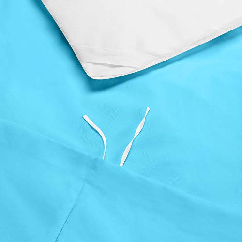 Clara Clark Duvet Cover Ultra Soft Double Brushed Microfiber - Comforter Cover with Button Closure and 2 Pillow Shams, Beach Blue, King - 90"x104" - color: Beach Blue, size: King