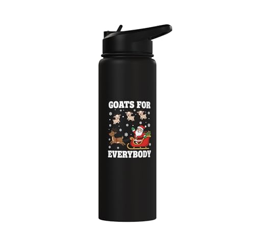 Goats For Everybody Christmas Kids Santa Reindeer Snowflake Stainless Steel Insulated Water Bottle - color: Black