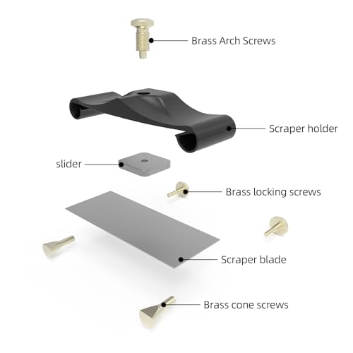 TOOLCOOL Card Scraper Holder with 3 Rectangle Cabinet Scraper Woodworking Set Reduce Hand Strain Adjustable Curvature for Precision And Fine Finish