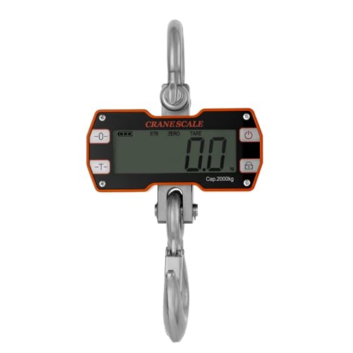 Klau 2000kg 4000 lb Heavy Duty Crane Scale, Orange | Industrial Hanging Scale, LCD Display, Remote Included, For Home Farm Factory Hunting