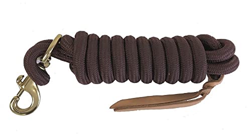 9 Ft Nylon Lead Rope, 5/8 in, Leather Popper - color: Navy Blue