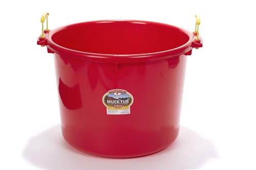 Little Giant® Plastic Muck Tub | Durable & Versatile Utility Bucket with Handles | Muck Bucket | Durable Handles | 70 Quart | Red - color: Red, size: 70 quart