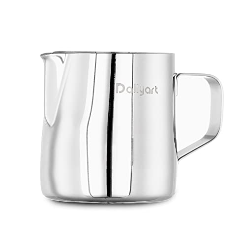 Dailyart Small Milk Frothing Pitcher 6.8oz/200ml Milk Steamer Cup | 304 Stainless Steel Milk Frother Cup with Scale & Special Dripless Spout, Frother Cup Espresso Machine Accessories - size: 6.8 Ounces