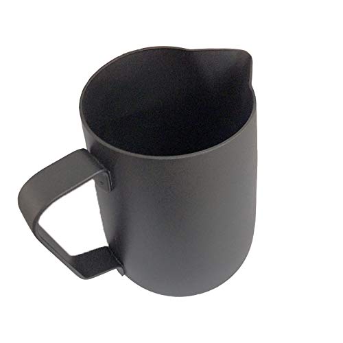 Espresso Milk Frothing Pitcher, 12 oz 20 oz, Stainless Steel Milk Jug Milk Frother Cup, Inner and outer coating, For Latte Art Coffee Machine Tool Steaming Pitcher(12 oz, Black) - size: 12oz