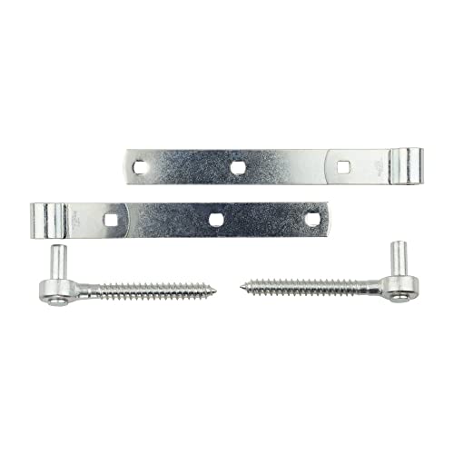 National Hardware Screw Hooks and Strap Hinges, 10", 2-Pack, Zinc Plated | Screw Hooks Thread Into Posts for Easy Alignment on Barn Doors and Fence Gates; WeatherGuard Finish - size: 10 Inch