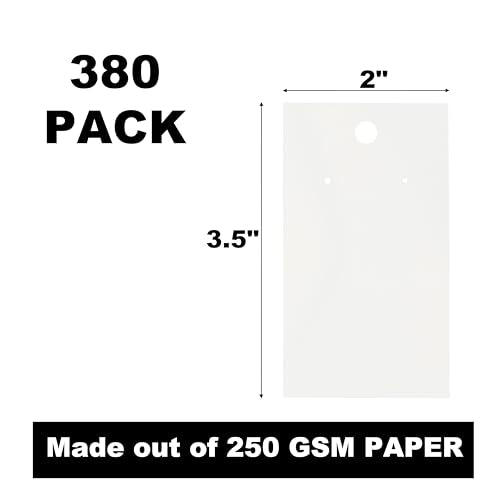 380 Pack Earring Cards - Earring Display Cards - Display Earring Card - Custom Earring Cards For Earring Display - Hanging Earrings - Bulk Earring Cards - 2 x 3.5 Inches - White (Pack of 380) - color: 380 PACK