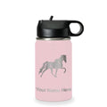 LaserGram Personalized 12oz Water Bottle, Horse (Pink) | Engraved Gift, Vacuum Insulated Stainless Steel, Flip-Top Straw Lid, Laser Engraved With Your Name - color: Pink, size: 12 Ounces