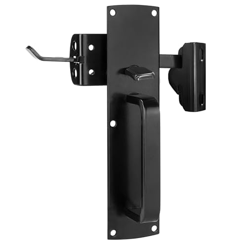Pack of 1 Thumb Gate Latch Hardware,Gate Latch with Handle,Heavy Duty Gate Latch for Outdoor Fence,Black Double Gate Latch for Backyard,Garden,Farm,Pool Gate,Metal Gate