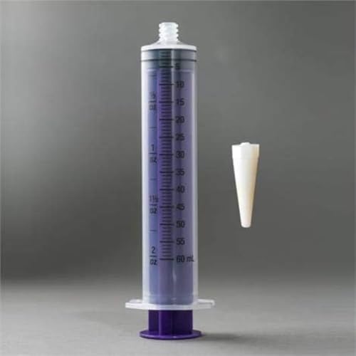 Generic 60cc ENFit Syringe - Flattop W/Trans Connection - Enteral / Oral 60Ml Feeding Irrigation Syringe - Transition Tip included 12 pack, transparent