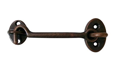 Heavier Duty Brass Door Hook Latch & Eye, 4", Antique Copper, Made in Taiwan, 1 Pack - color: Antique Copper, size: 1 Pack (4")
