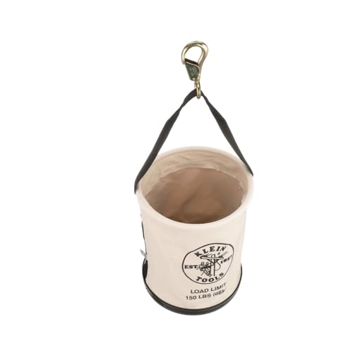 Klein Tools 5109SLR Canvas Bucket, All-Purpose Tool Bucket with Plastic Bottom with Drain Holes, Load Rated Up to 150-Pounds - size: Canvas, 150-Pound Load