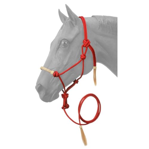 Tough1 Rawhide Noseband Rope Halter with Lead - color: Red