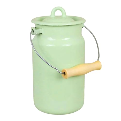 HOMEHUT Mint Coolness Vintage Enamel Milk Can with Lid – Rustic Farmhouse Kitchen Décor and Food-Safe Storage Container, Durable Enamelware, Country-Style Decorative Milk Jug, 3.5-qt. (3.3 L) - color: Mint Coolness