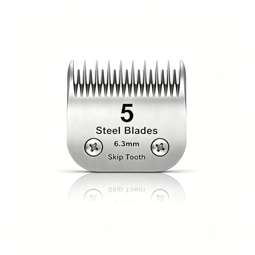 5 Skip Tooth Detachable Pet Dog Grooming Steel Blades,Compatible with Andis,Oster A5,Wahl KM10 Series Clippers,Cut Length 1/4-Inch (6.3mm) ，1 Pack - size: 5 Skip Tooth-1 PCS