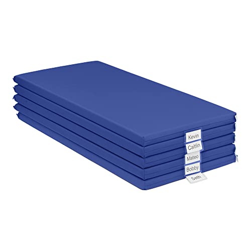 ECR4Kids SoftZone Rainbow Rest Mat, 2in, Sleeping Pad, Blue, 5-Piece | Soft foam with polyurethane cover, GREENGUARD Gold Certified, 2-6 years, fully assembled, non-slip base, daycare or classroom - color: Blue