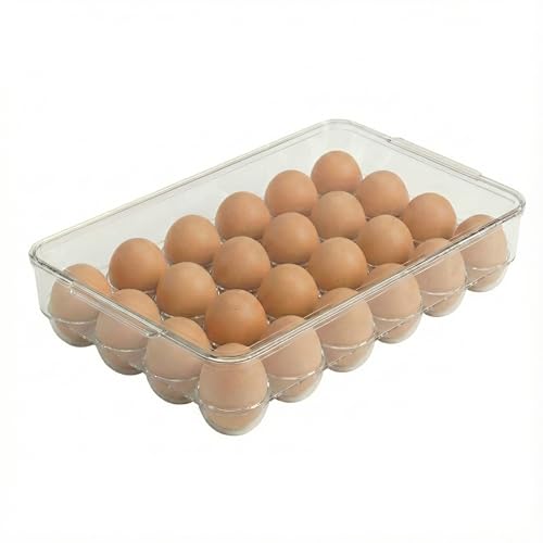 Clear Egg Holder for Refrigerator - Stackable Plastic Egg Tray with Lid, Large Capacity Egg Storage Bin, Durable Fridge Organizer for Kitchen & Countertop - Holds 24 Eggs - size: 24 Eggs