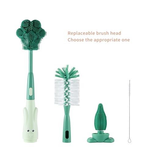 Silicone Baby Bottle Brush with Stand, Water Bottle Brush Cleaner Set | Cup Cleaning Brush, Multifunctional Cleaning Brush Set - color: Green 3