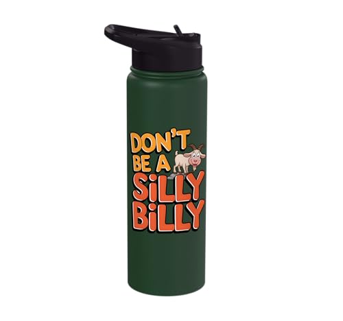 Funny Goat Kid Sheep Lamb Animal Joke Stainless Steel Insulated Water Bottle - color: Dark Green