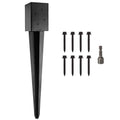 LADECH 4x4 Fence Post Anchor 24' Black Powder Coated Metal Ground Spike Mailbox Post Anchors