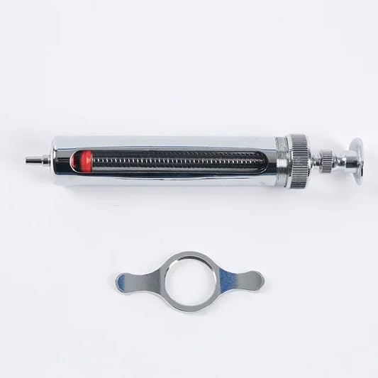 20cc Stainless Steel Injector Reusable Metal Syringe 20ml glass Hypodermic Veterinary Animal Syringe Livestock Pig Cattle Sheep Feeder with locking screws