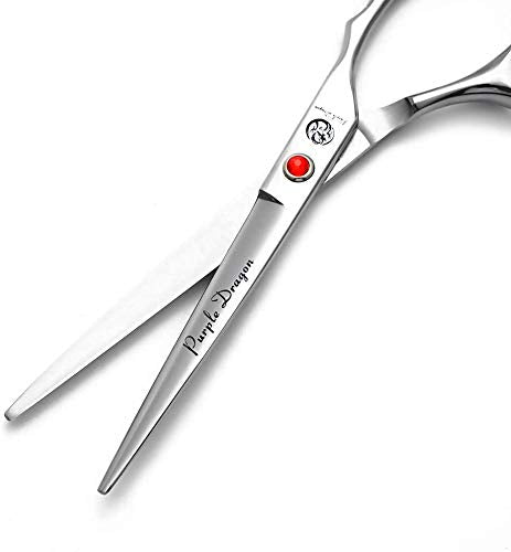 Purple Dragon 7" Sharp Edge Hair Cutting Shears with Bag | Includes Bag, 440C stainless steel, Pet/Puppy/Cat Grooming Scissors, Perfect for Barber or Dog Groomer - size: 7 inch