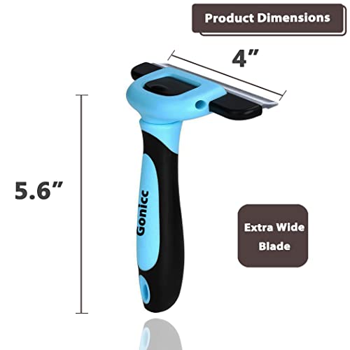 Gonicc PDT- 1001 Professional Pet De Shedding comb Tool Blue | Effectively Reduces Shedding by Up to 95%, Ideal for Short, Medium, Long Hair, Ergonomic Non-Slip Handles, Durable And Stable