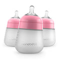 Nanobebe Flexy Silicone Baby Bottle, Anti-Colic, Natural Feel, Non-Collapsing Nipple, Non-Tip Stable Base, Easy to Clean, 3-Pack, Pink, 9oz - color: Pink, style: 9 Ounce 3-Pack