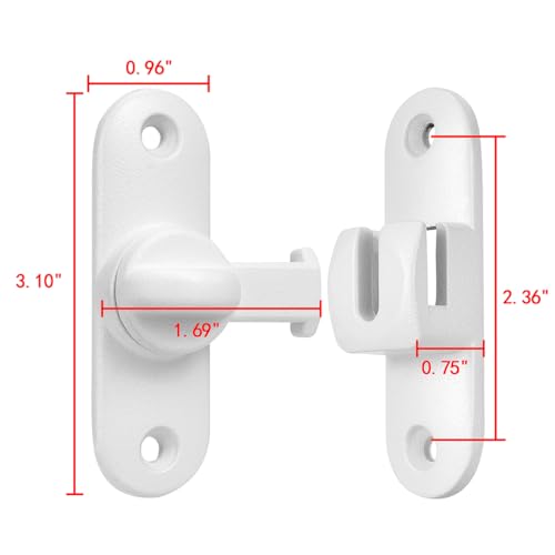 Matte White 90/180 Degree Barn Door Latches,Flip Gate Lock | Zinc Alloy Flip Gate Latches,Right Angle Door Lock,for bedroom,garage,sliding door,window,cabinet,drawer,pet enclosures - color: Matte White