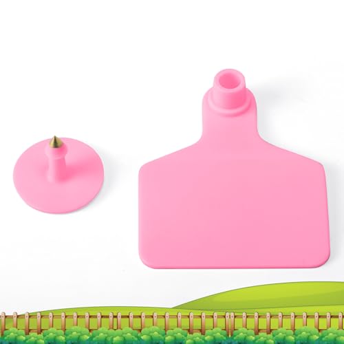 Lothee 100 Pcs Blank Cattle Ear Tags Large Plastic Precision Animal Identification Blank Livestock Ear Tags for Cattle Cow Horse Dog Pig Goat Sheep Farm Management (Pink) - color: Pink