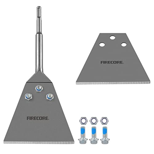 SDS Plus Floor Scraper Kit, Firecore 5 Inch x 11 Inch Tile Removal Tool SDS Plus Chisel Bit Heavy Duty for Rotary Hammer Drill, Thinset Vinyl Scraper Adhesives Remover with Replacement Balde FS22510 - style: 5" Floor Scraper Kit