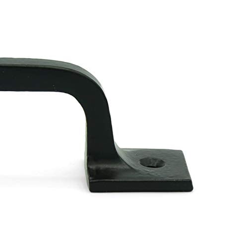 CRAFTSMAN ROAD Black Cast Iron Pull Handles 12 inch (Squared Base, Set of 2) - Cabinet Door Handles, Gate Handle Pull, Barn Door Hardware, Grab Handles (Pack of 2) - size: 12 Inch (Pack of 2)