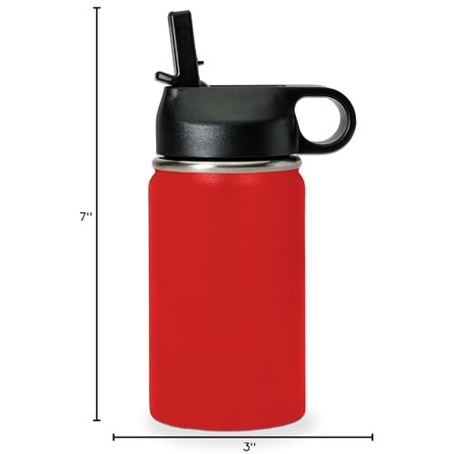 LaserGram Personalized 12oz Water Bottle, Horse (Red) | Engraved Gift, Vacuum Insulated Stainless Steel, Flip-Top Straw Lid, Laser Engraved With Your Name - color: Red, size: 12 Ounces