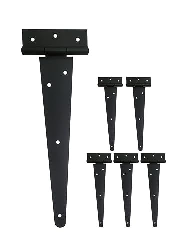 QCAA Extra Heavy Duty Tee Hinge, 14" X5" x3.0mm, Steel, Elegant Sanded Matte Black, 6 Pack - color: Elegant Frosted Matte Black, size: 6 Pack
