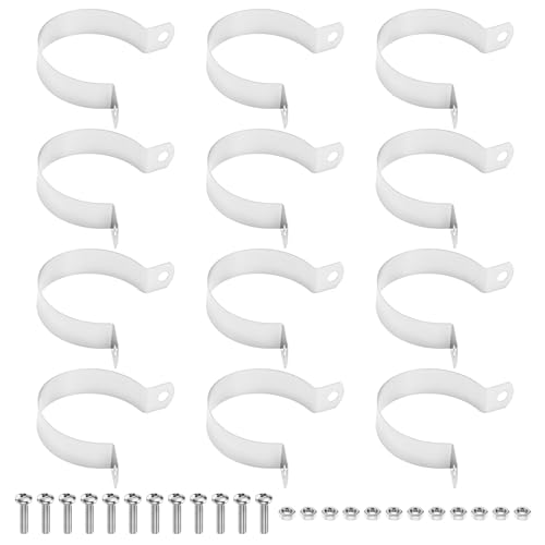 M METERXITY 12-Pack 1-5/8" Brace Bands Chain Link Fence Parts | Galvanized Steel Chain Link Brace Band with Bolts and Nuts for Fence, Gate, Posts, Rust-Resistant [Silver] - size: 1-5/8"