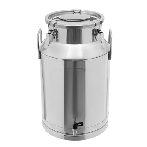 40L/10.57Gal Milk Can with Faucet, Stainless Steel Milk Transport Cans Wine Pail Bucket Tote Jug Pot Oil Liquid Storage Barrel with 2 Handles Milk Container with Lid for Grain Wine Liquid - color: 40l-10.57gal With Faucet
