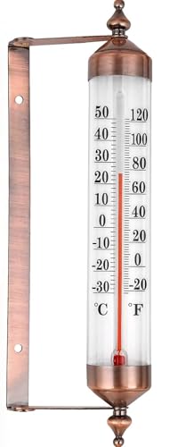 10.3" Premium Steel Indoor Outdoor Thermometer – Large Numbers, Waterproof, Adjustable Angle, Vintage Bronze Wall Mount, No Battery Needed, Decorative Weather Gauge for Patio, Garden & Home - color: Vintage Bronze