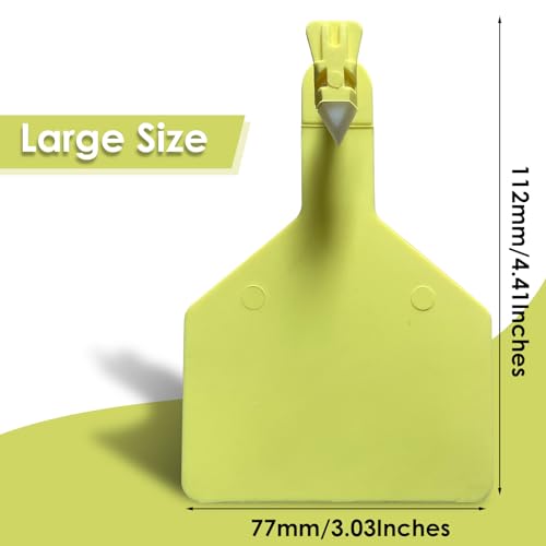 Blank One-Piece Cattle Ear Tags 50Pcs Large Size TPU Z Tags Ear Tags&Marker Pen for Livestock Identification Suitable for Cow,Sheep,Goat,Pig (Yellow) - color: Yellow-b