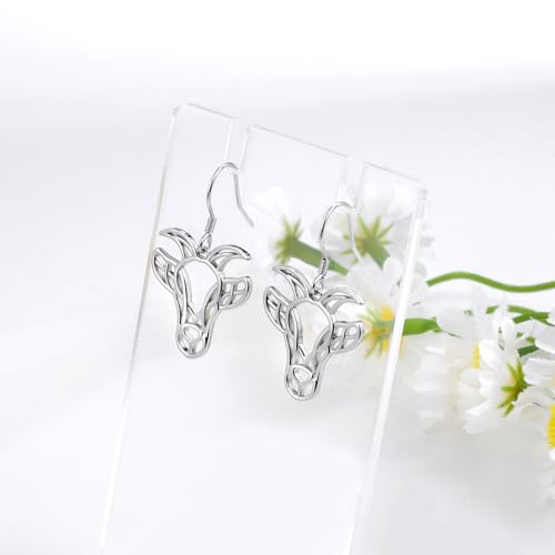 Celtic Animal Earrings for Women - Sterling Silver Hypoallergenic Horse/Dragon/Cow/Goat/Dragonfly/Butterfly Dangle Earrings Animal Jewelry Gifts Birthday Christmas Gifts for Women - color: Celtic Goat Skull Earrings